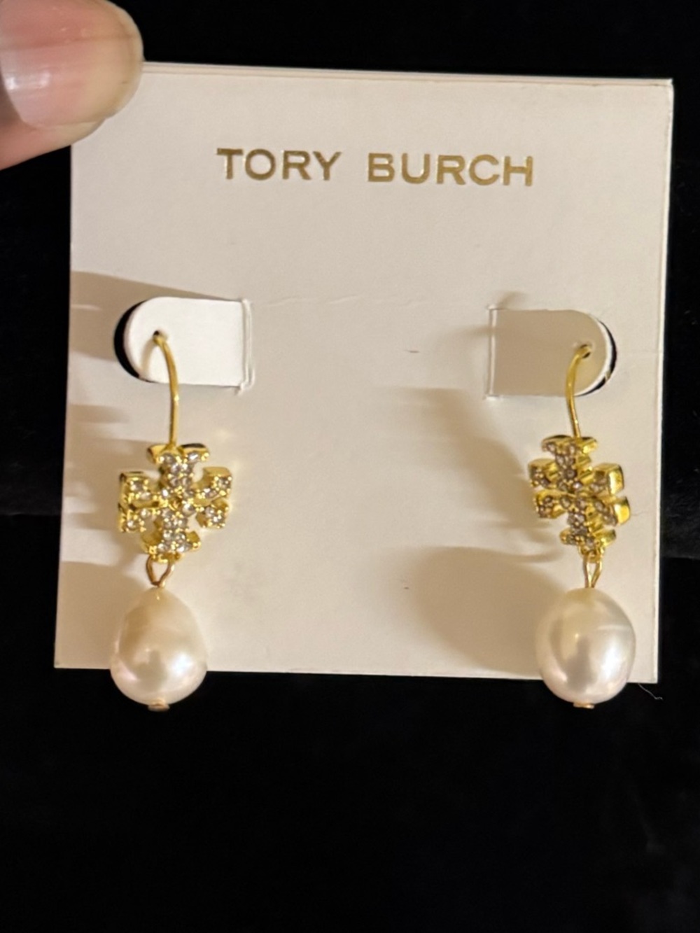 NWT Tory Burch Kira Pave Pearl Drop Earings!